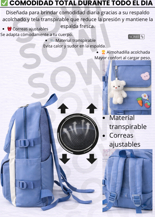 ✅ 🎒 Combo Kawaii 5 en 1 Súper Completo+ACCESORIOS 🫶