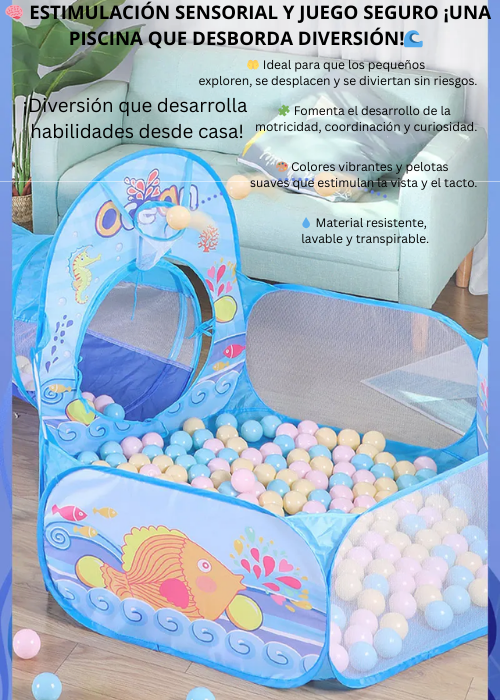 COMBO 3 EN 1: CARPA + TÚNEL + PISCINA 🎁😍