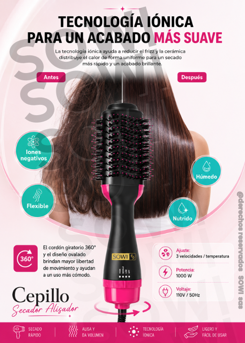 💖✨ KIT BELLEZA 5 EN 1 💇‍♀️ One Step + Secador + Cepillo + Plancha + Rizador.✨💖