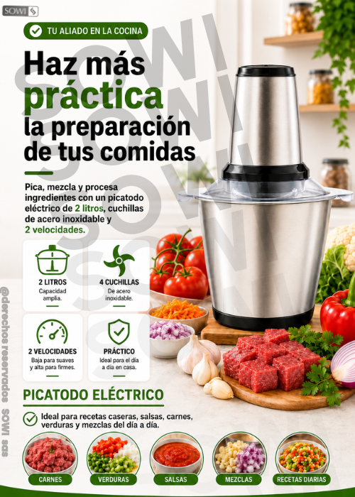 ⚡ Procesador y Picatodo Eléctrico de Alimentos 🥕🥩✨