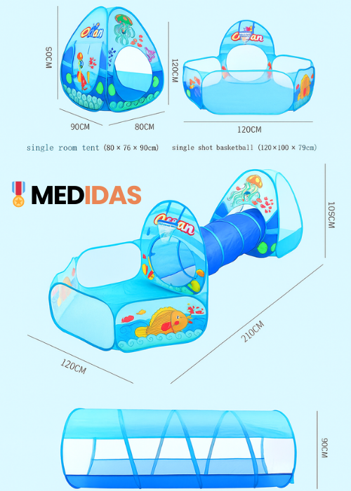 COMBO 3 EN 1: CARPA + TÚNEL + PISCINA 🎁😍