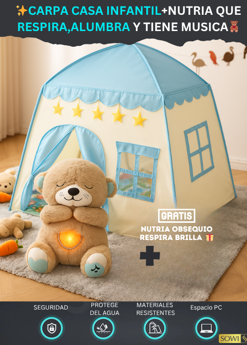 ✨CARPA CASA INFANTIL+NUTRIA QUE RESPIRA,ALUMBRA Y TIENE MUSICA🧸
