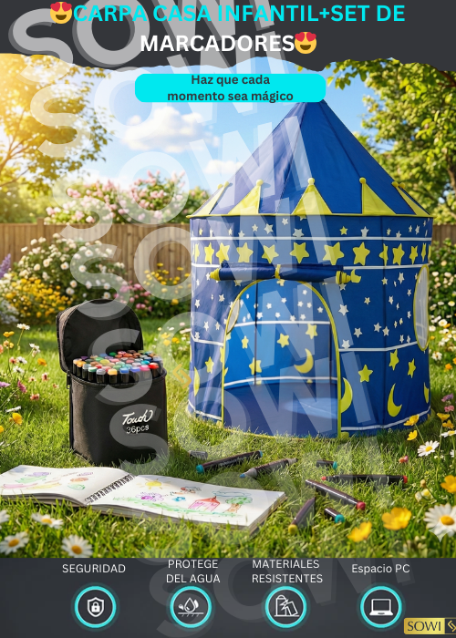 CARPA CASA INFANTIL+SET5 DE 25 MARCADORES😍