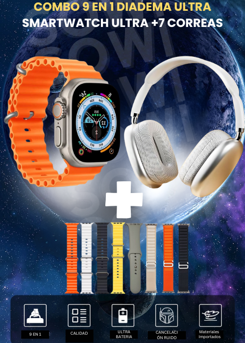 COMBO DIADEMA ULTRA + SMARTWATCH + 7 PULSOS😍