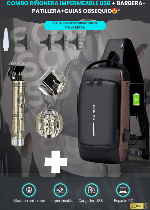 COMBO RIÑONERA IMPERMEABLE USB + BARBERA-PATILLERA+GUIAS OBSEQUIO😍®