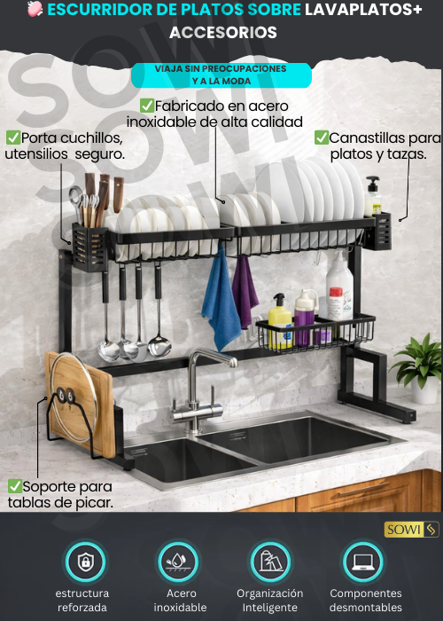 🧼 Escurridor de Platos sobre Lavaplatos+ Accesorios