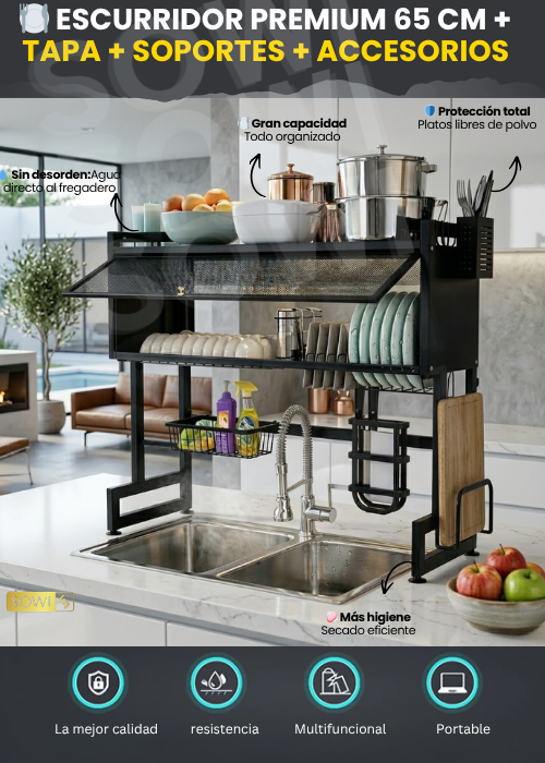 🍽️ 🍽️ Rack Organizador de Cocina 65 cm con Cubierta Protectora 🎁