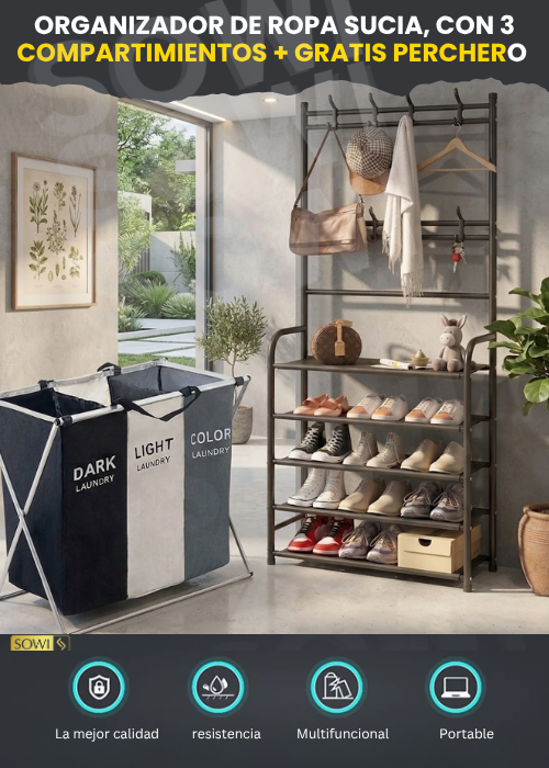 😍COMBO ORGANIZADOR DE 3 PUESTOS + PERCHERO ORGANIZADOR  🎁